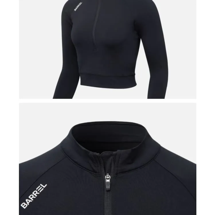 Barrel Women Resort Half Zip Crop Rashguard-BLACK