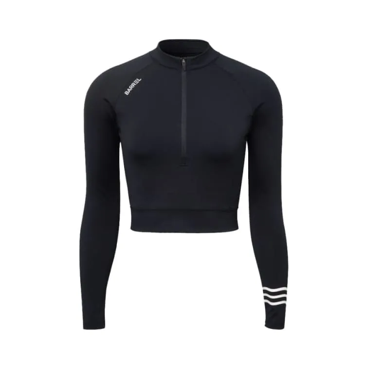 Barrel Women Resort Half Zip Crop Rashguard-BLACK