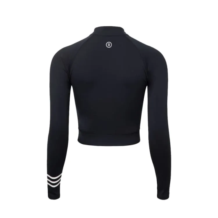 Barrel Women Resort Half Zip Crop Rashguard-BLACK