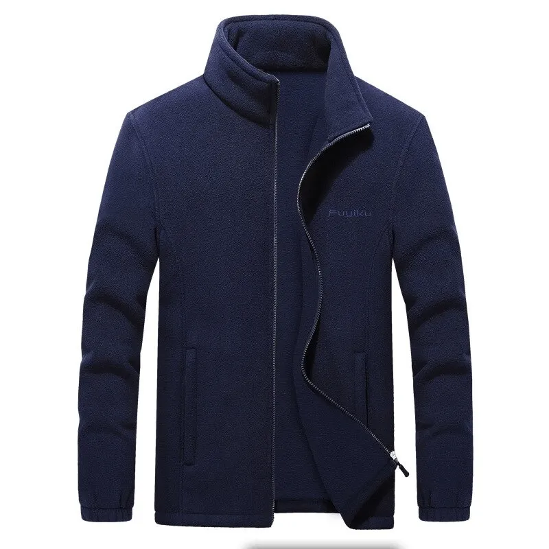 Men's Zipper Fleece Jacket with Stand Collar / Sports Male Clothing - SF0336