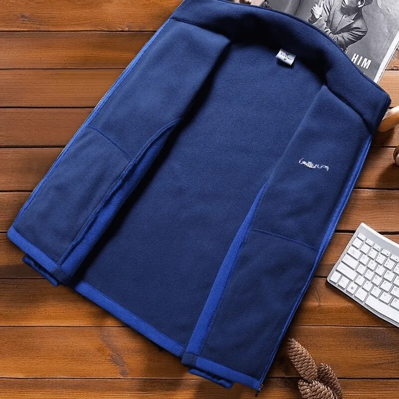 Men's Zipper Fleece Jacket with Stand Collar / Sports Male Clothing - SF0336