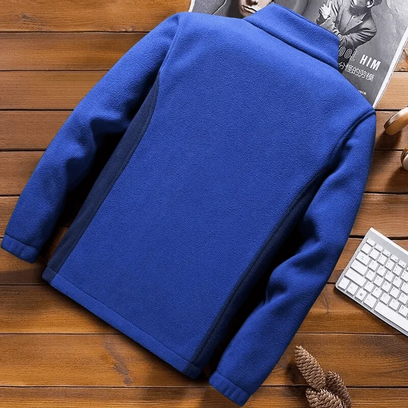 Men's Zipper Fleece Jacket with Stand Collar / Sports Male Clothing - SF0336