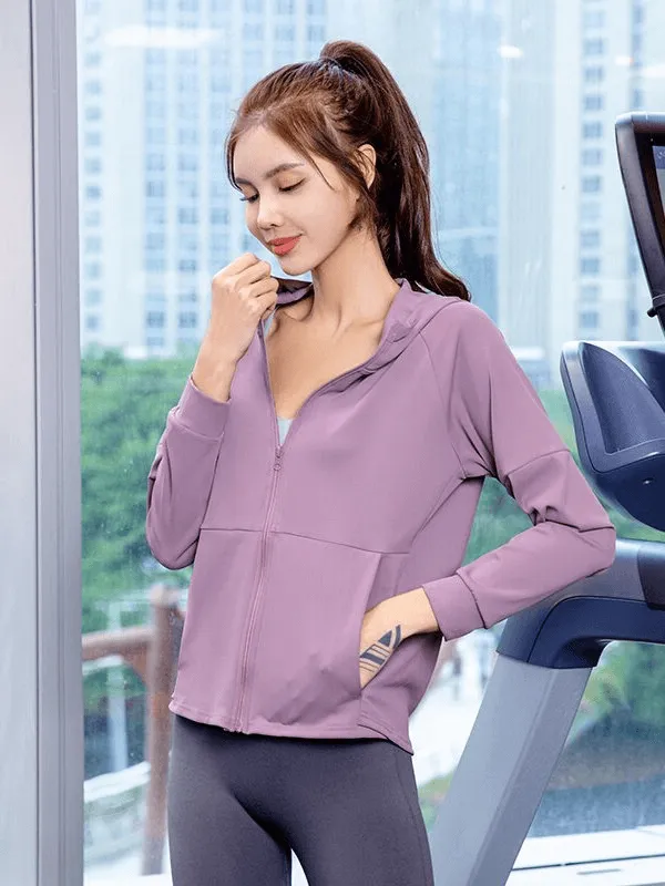 Quick-drying Stylish Women's Sports Jacket with Zipper and Hood - SF1272